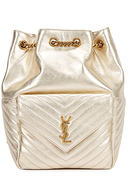 SAINT LAURENT, Joe gold quilted leather backpack, £1,850.00