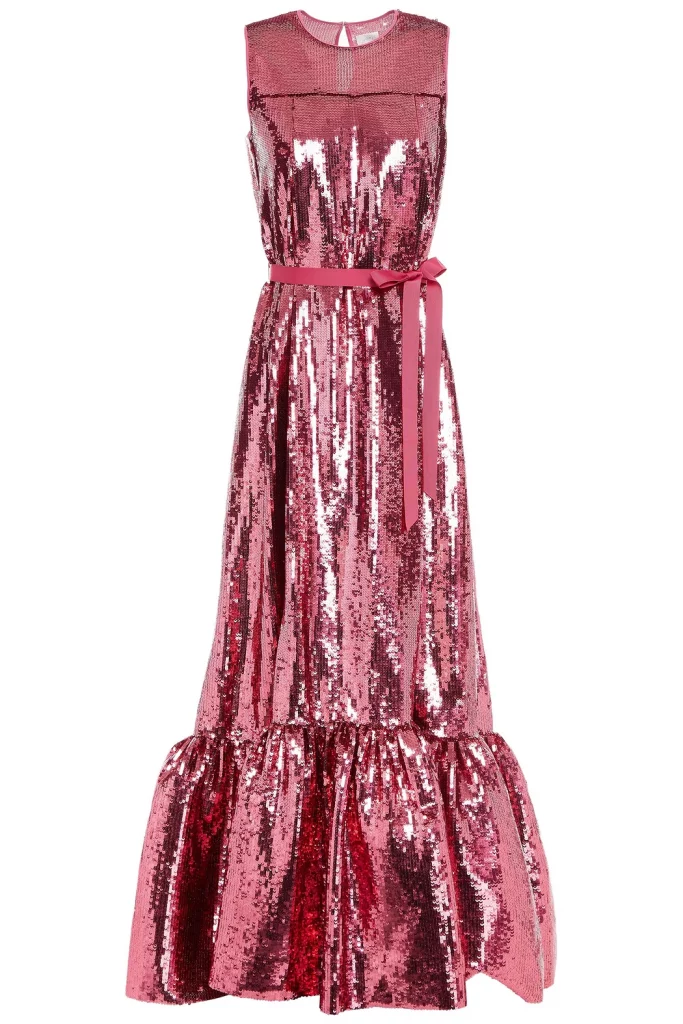 HUISHAN ZHANG, Belted grosgrain-trimmed sequined tulle gown, £990