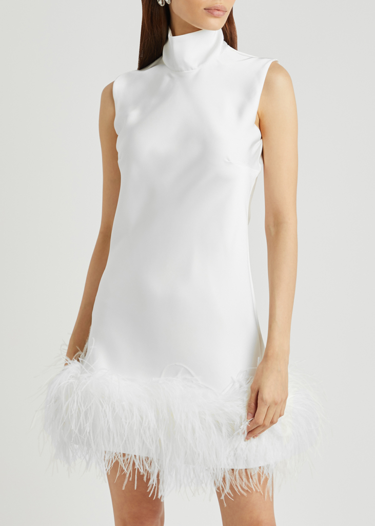 16 ARLINGTON, Umiko white feather-trimmed mini dress, £1,095.00